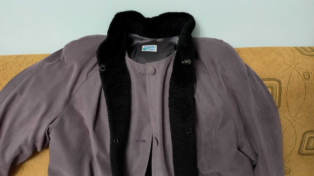 Palton dama, Mantou dublat cu stofa, model raglan, Marime 48, Mov Lila