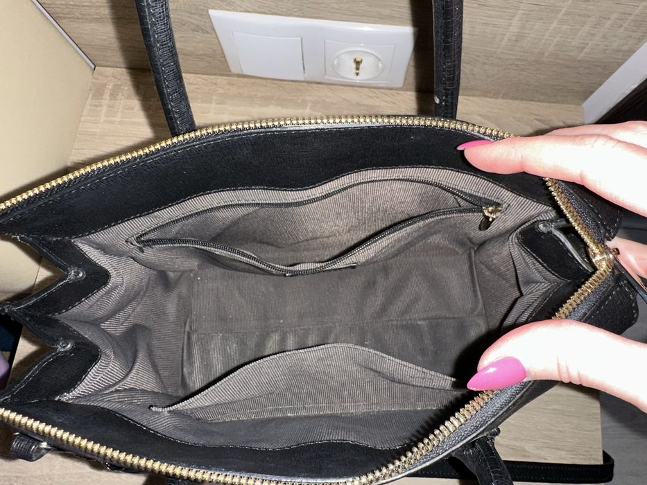 Чанта Furla, черна, естествена кожа