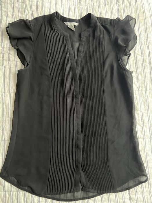 Черна риза с къс ръкав H&M