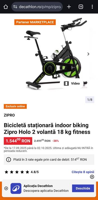 Bicicletă staționare Zipro Hallo 2