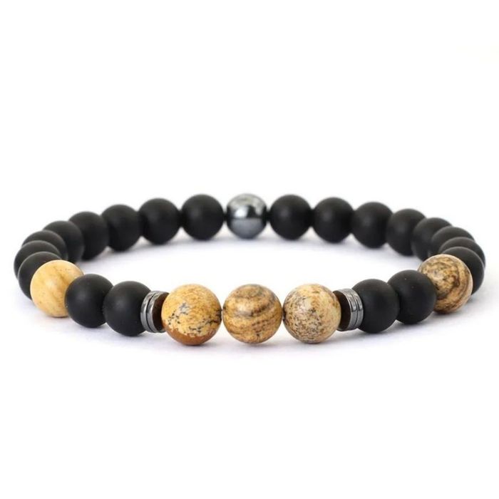 Подарочный мужской браслет с натуральными камнями.