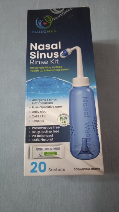 Комплект за промиване на синусите, бутилка 300 мл + 20 сашета