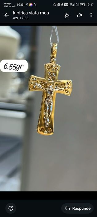 Lanț aur cu cruce 14 k