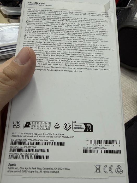 Iphone 15 PRO MAX black titanium 256gb 8gb ram 120hz IMPECABIL