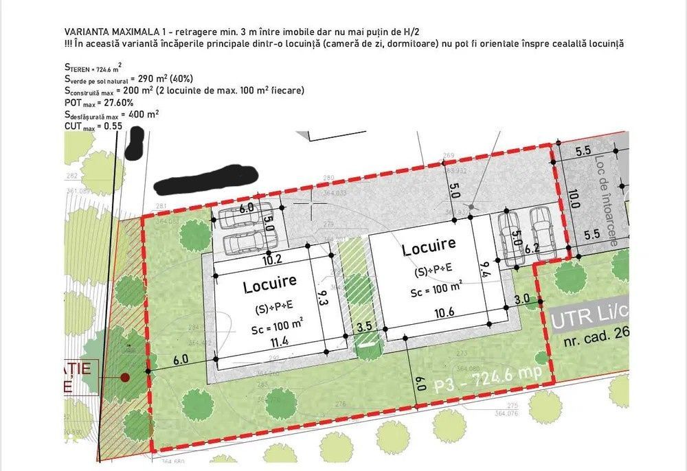 Teren de vanzare de 795 mp cu PUZ aprobat pentru 2 case individuale, M