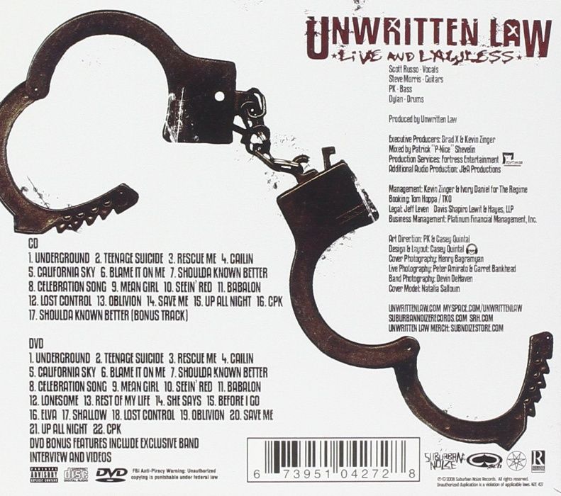 CD+DVD original sigilat Unwritten Law ‎– Live And Lawless