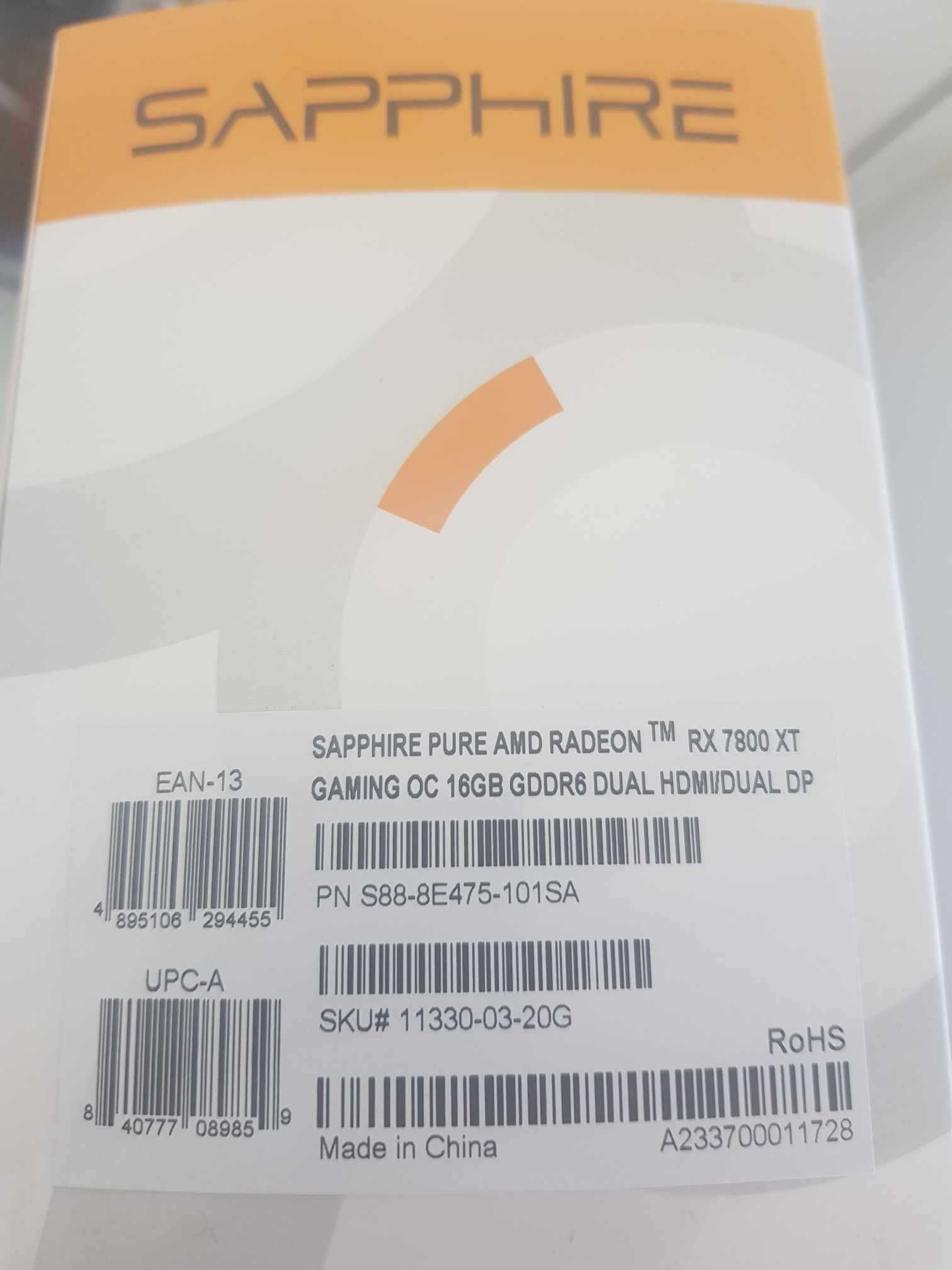 Placa video SAPPHIRE PURE AMD Radeon RX 7800 XT