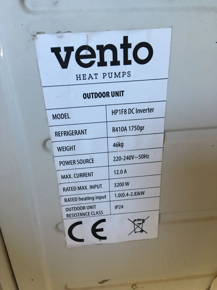 Термопомпа въздух вода Венто