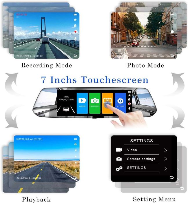 Oglinda auto cu camera frontala/marsalier 7",FHD,touchscreen,sigilat
