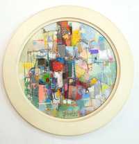 Кръгла картина маслени бои на платно " Кръг сутрин", диаметър 38 см