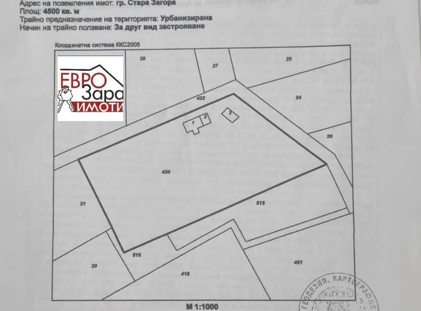 УПИ със сгради за продажба в Стара Загора