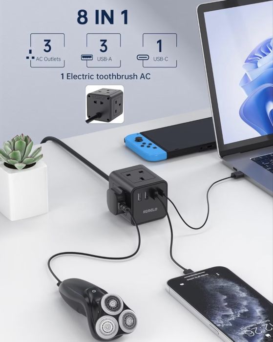 Prelungitor 1.5M Cube cu USB, priza de prelungire cu 8 intrari