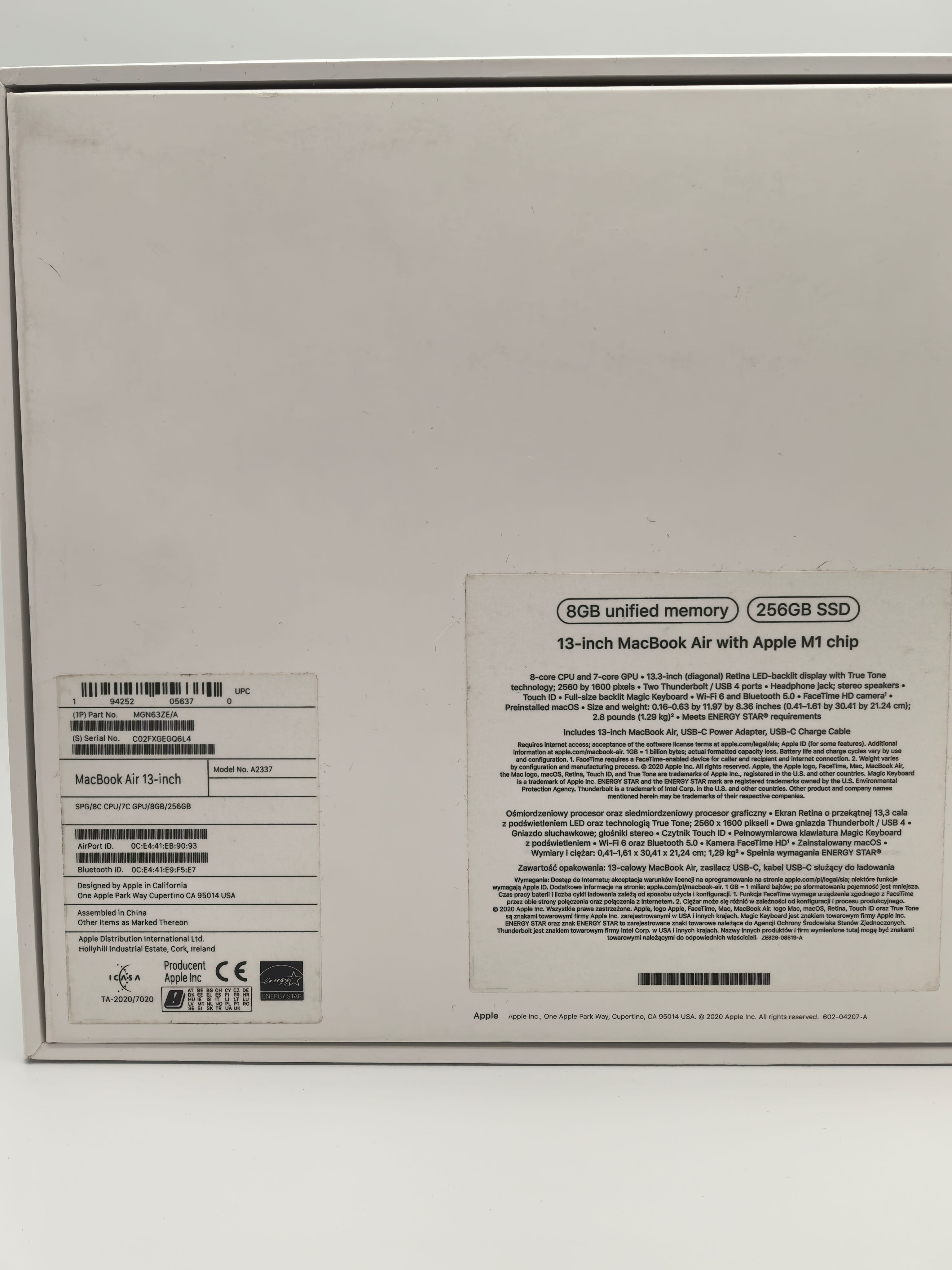 MacBook Air M1 Space Grey 256 Gb
