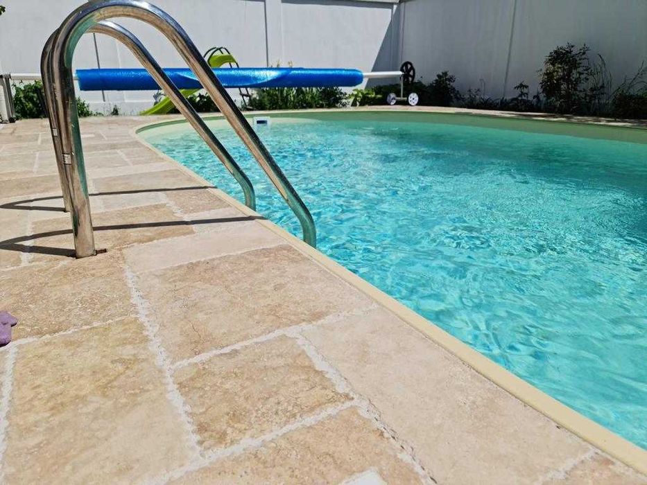 Piscina cu perete metalic 6x3.20x1.35 m si liner PVC Mozaic