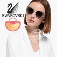 SWAROVSKI – Дамски слънчеви очила CAT EYE GOLD "BLACK CRYSTALS" нови