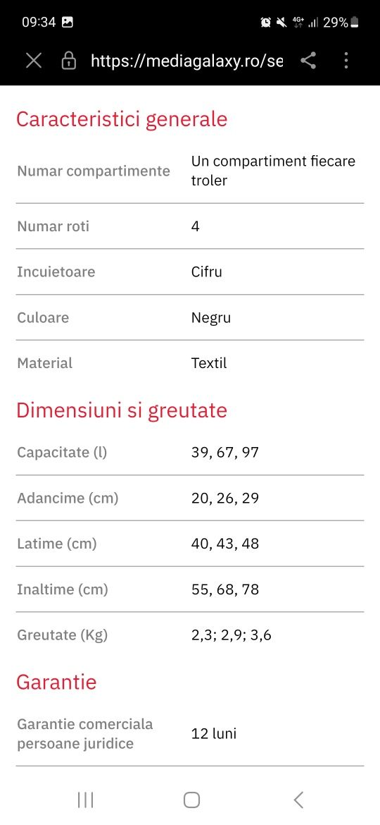 Set 3 trolere, 2 dimensiuni