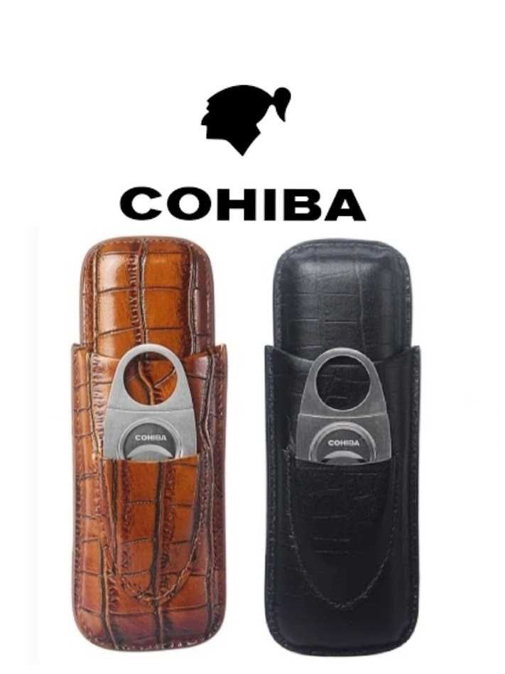 Калъф от телешка кожа за 2 пури със ножичка