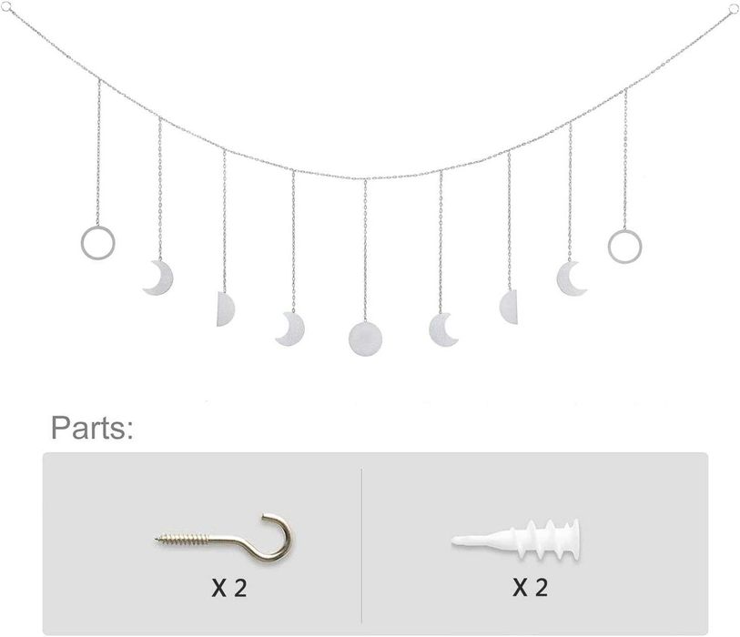 Висящ стенен лунен гирлянд декор Boho в сиво налични 2 броя