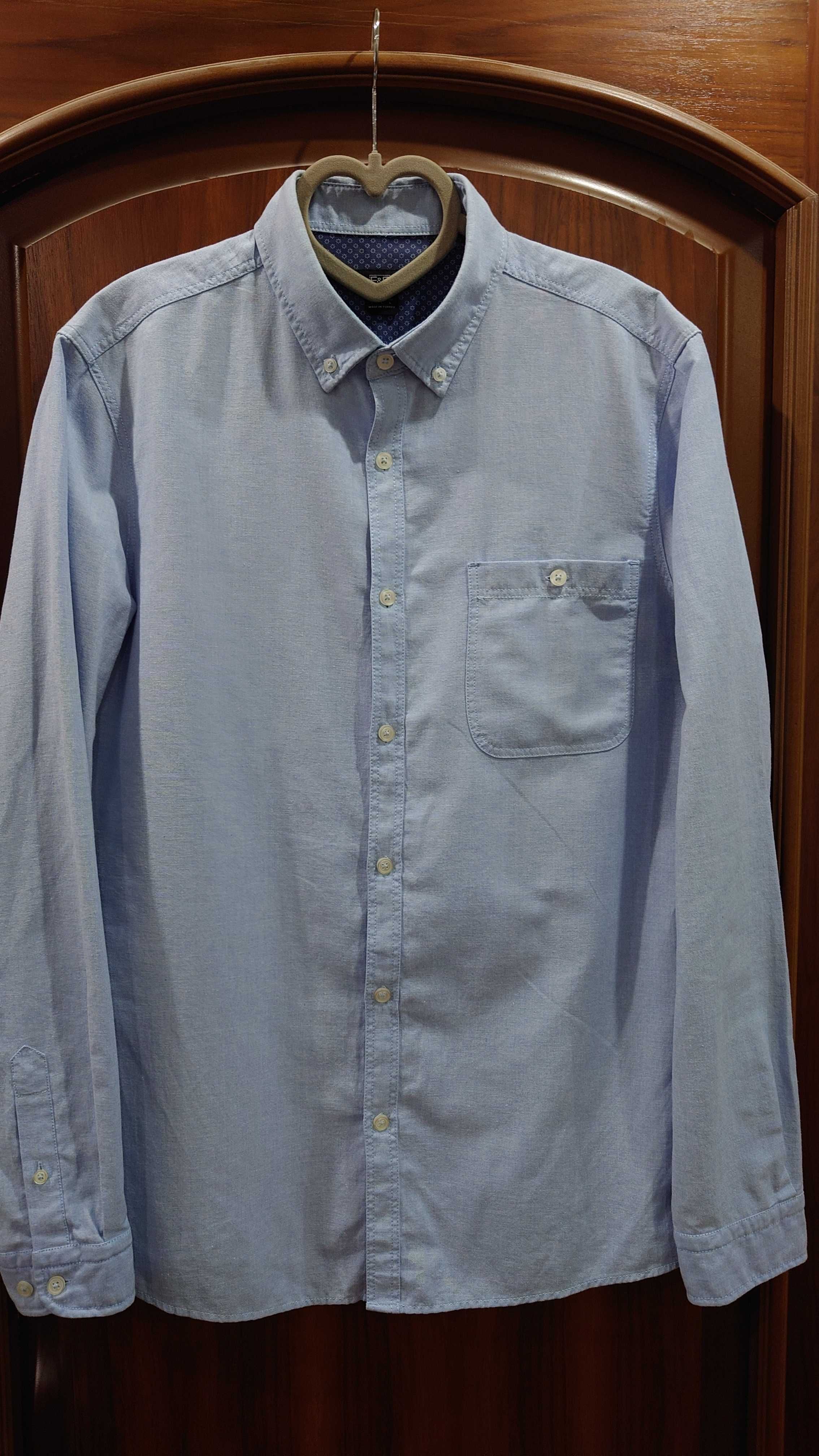 Мужск. рубашка F&F (UK), 100% плотный хлопок, разм L, сделана в Турции