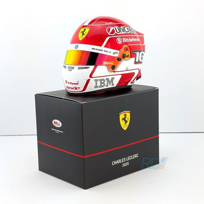 2025 Charles Leclerc Mini Helmet - 1:2 Scale - Ferrari Bell F1 Helmet
