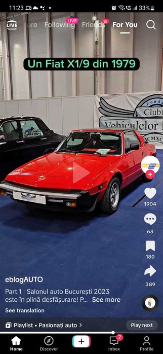 FIAT BERTONE X 1/9 Exemplar Vehicul Istoric