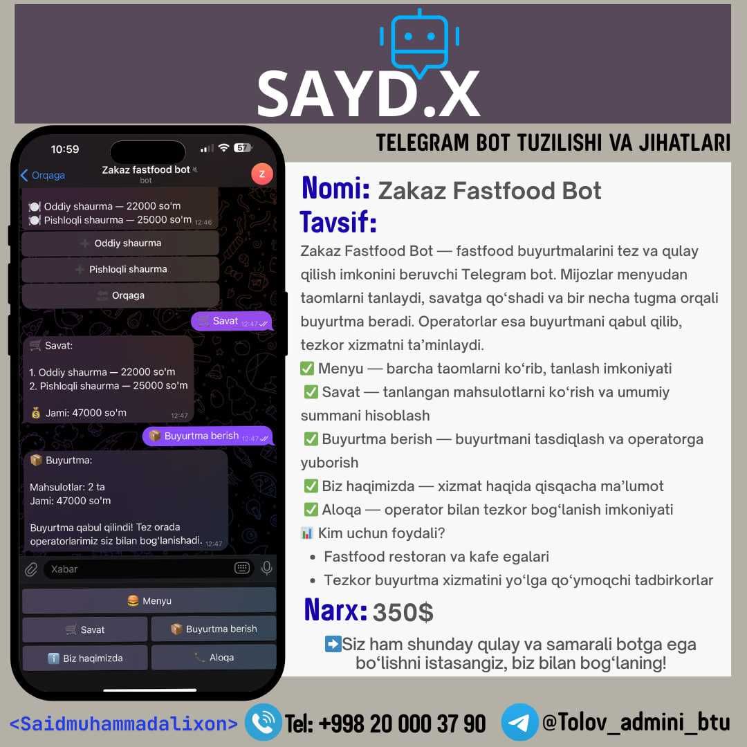 Telegram bot tuzish va sayt, mini ilova, moliyaviy xizmatlar, sheets