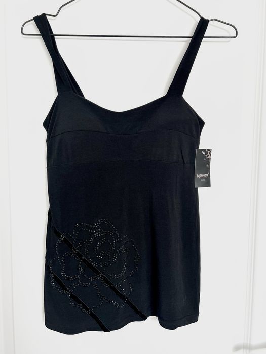 Maieu negru elegant cu ștrasuri, nou cu etichetă – mărimea M