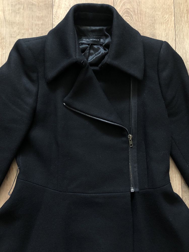 Nou ZARA Palton dama cambrat si feminin - lana | Negru | S