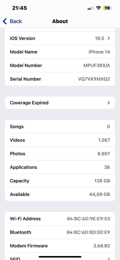 Iphone 14 midnight 128GB
