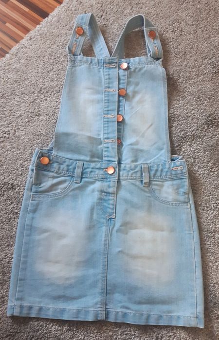 Salopeta blugi fete 8-9 ani/ 128-134 cm.