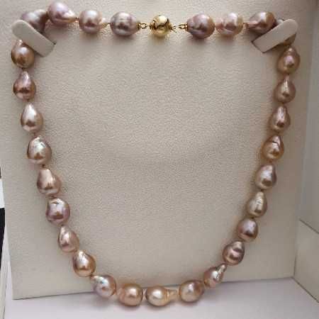 colier unicat perle naturale edison kasumi 11-15mm si aur 14k