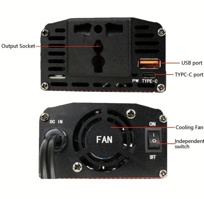 Avto uchun 12v-24v inverter 110-220v va yaxshi zaryadka инвертор для а