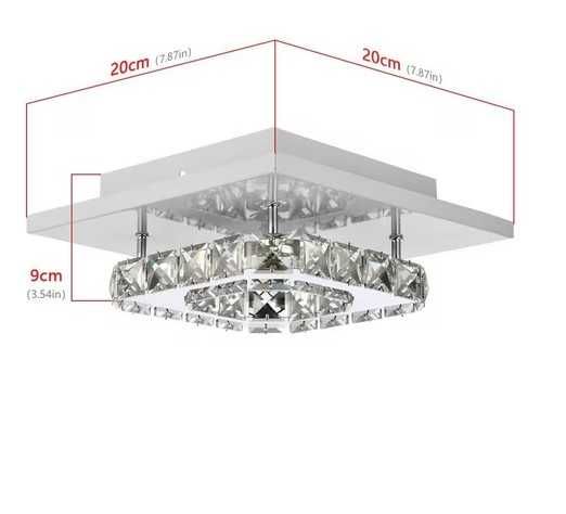 Lampă de tavan LED modernă din cristal, mini candelabru de lux de 12W