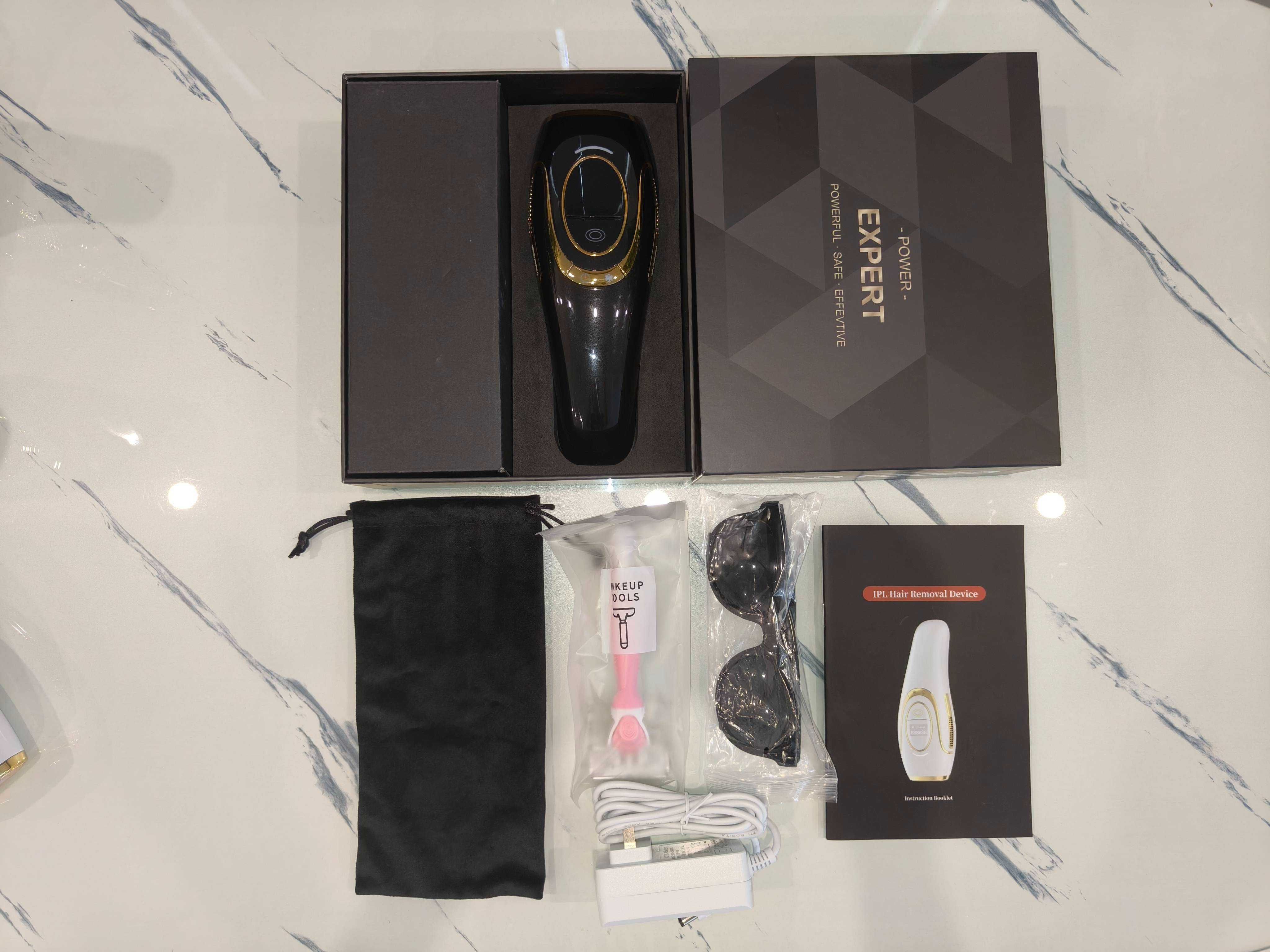 Epilator laser IPL, 999999 impulsuri + ochelari protectie, NEGRU