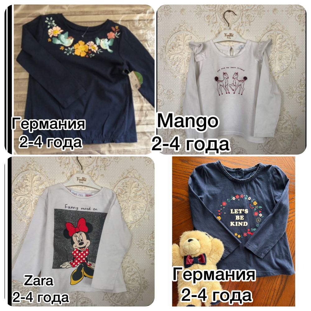 Модные вещи на девочку zara,hm,next 2-7 лет, футболки, куртки, платья