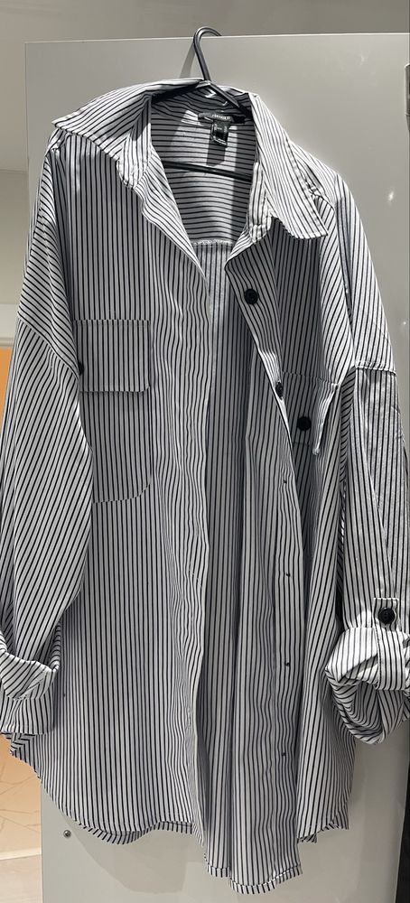 Риза, синьо с бяло и черно, XL