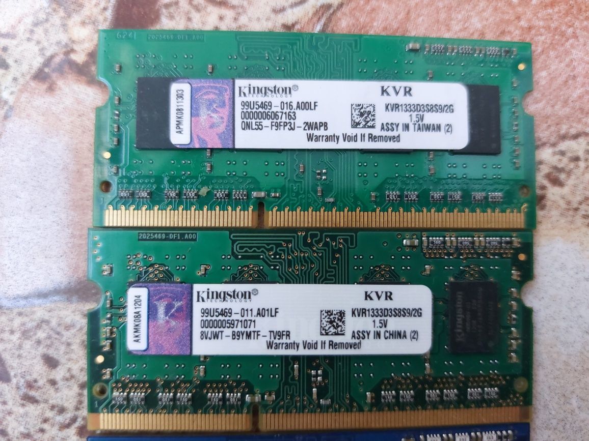 LOT 5 memorii RAM Laptop 2gb ddr3 1333mhz, 1600mhz