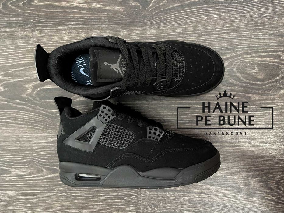 Adidasi Nike Air Jordan 4 Retro Black NOU 2025 TRANSPORT Inclus