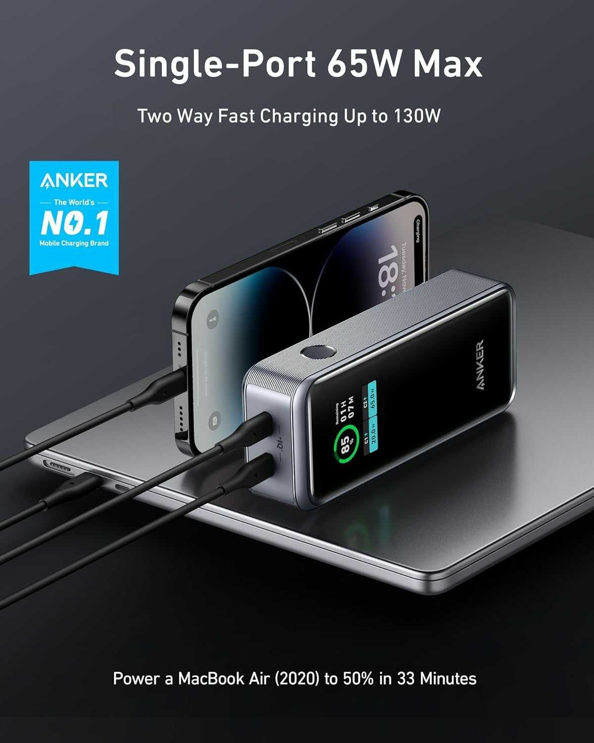 Anker Prime 12,000mAh Power Bank (130W) iPhone 15/14/13 , MacBook