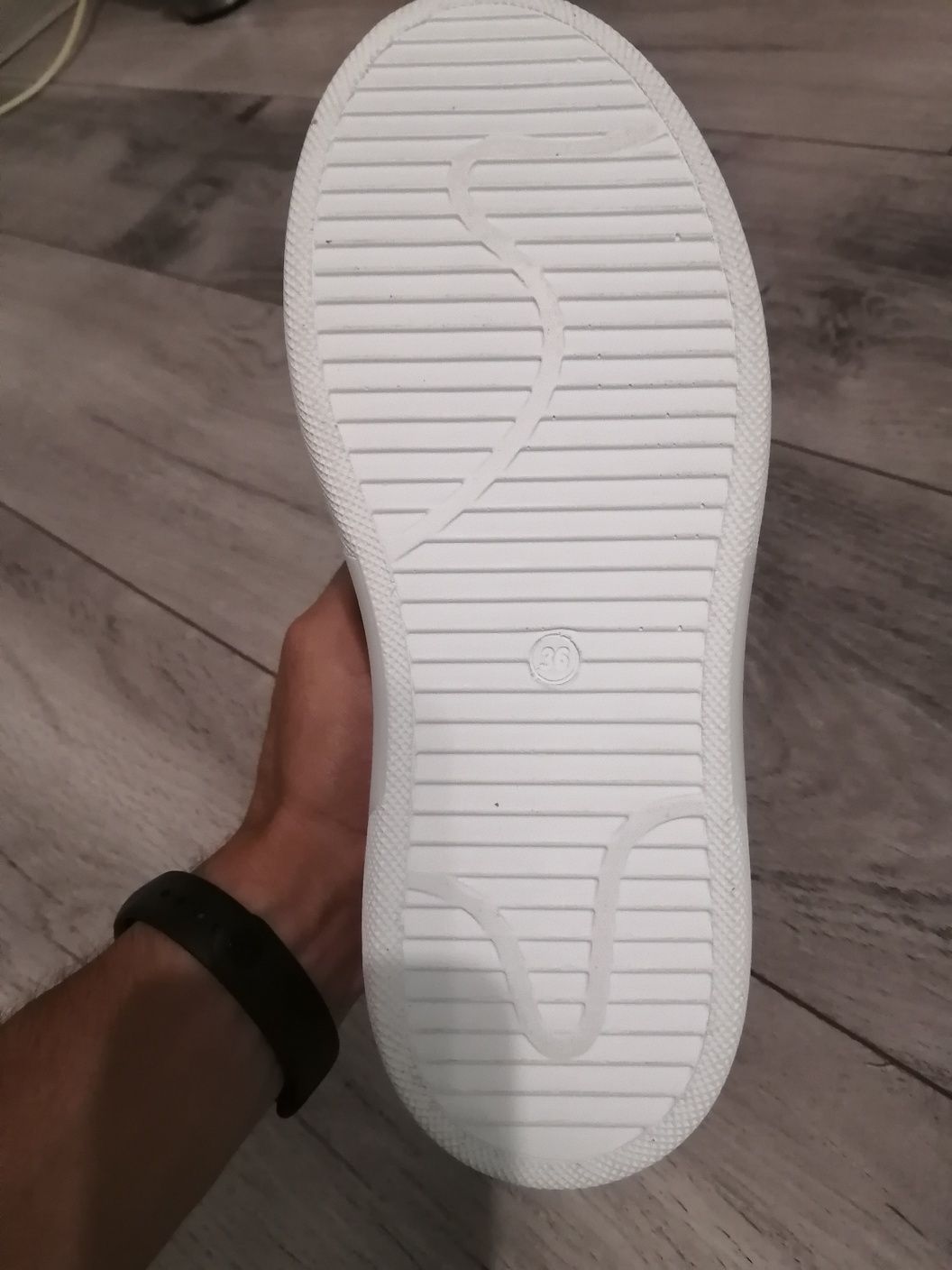 Pantofi Sport Piele Naturala Alb cu Argintiu