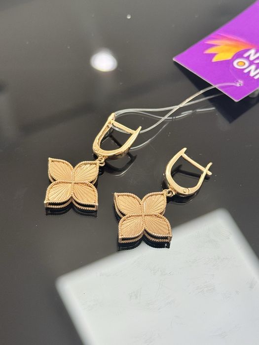 Золотые серьги Kaspi 0/0/12 Kaspi Red 29-1236 Техно Алтын