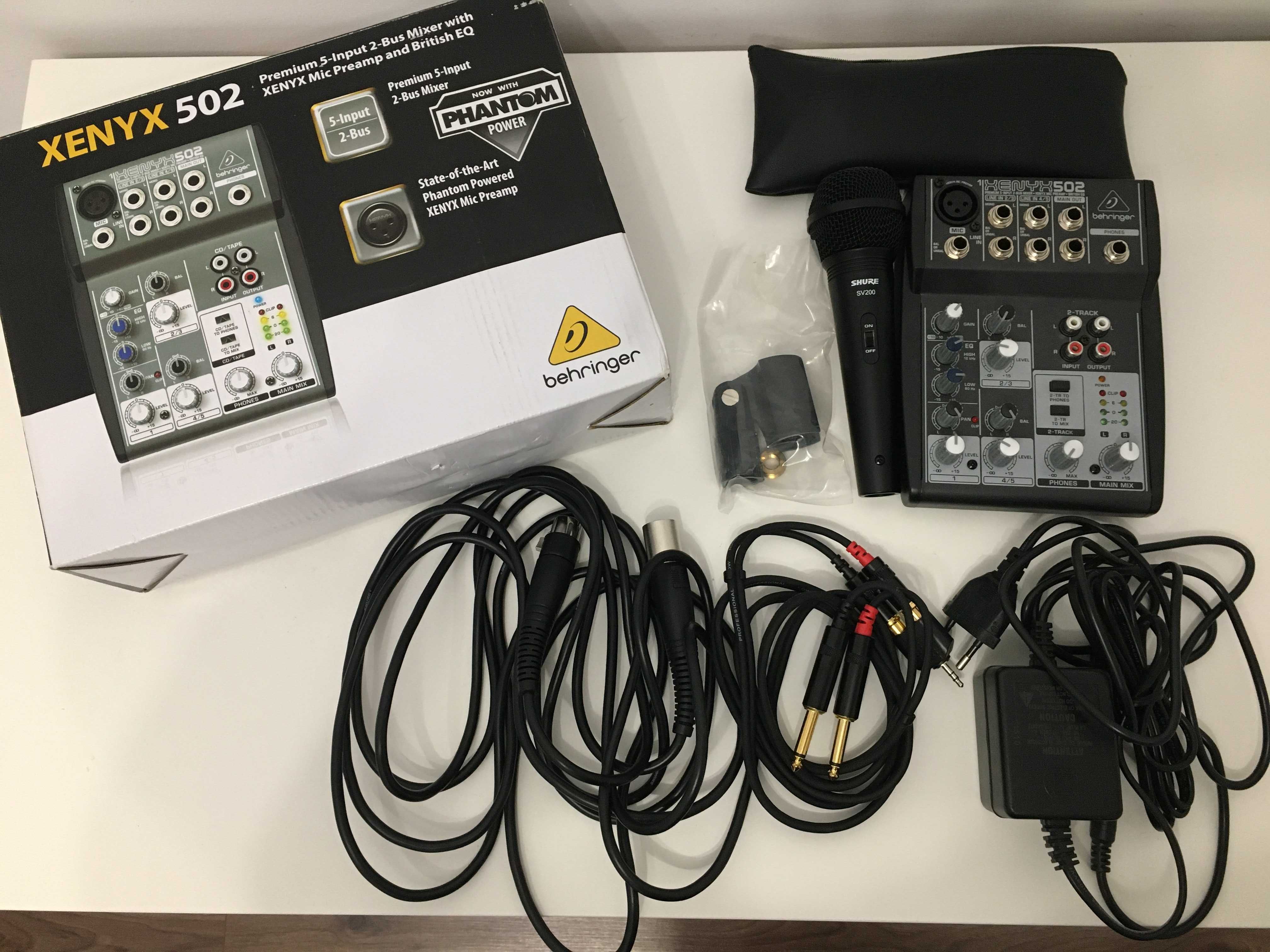 Mixer Audio Behringer XENYX 502 si Microfon Shure SV200