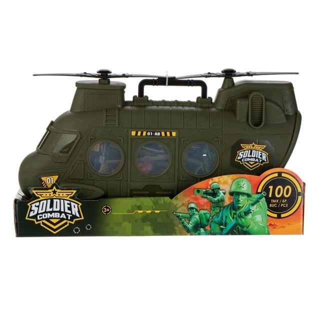 Военен хеликоптер с войници,бойни машини