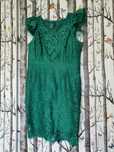 Rochie verde smarald rin dantela si pene +cercei xl/xxl