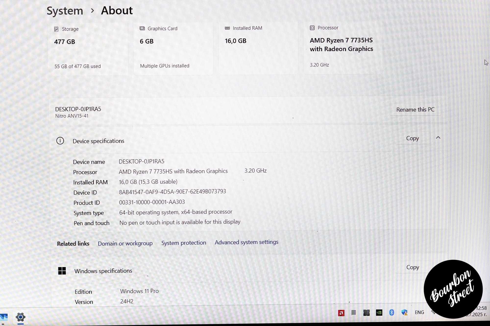 ACER Nitro V15 - RTX 3050 6 GB - RYZEN 7735HS - 16GB DDR5 - 512GB SSD