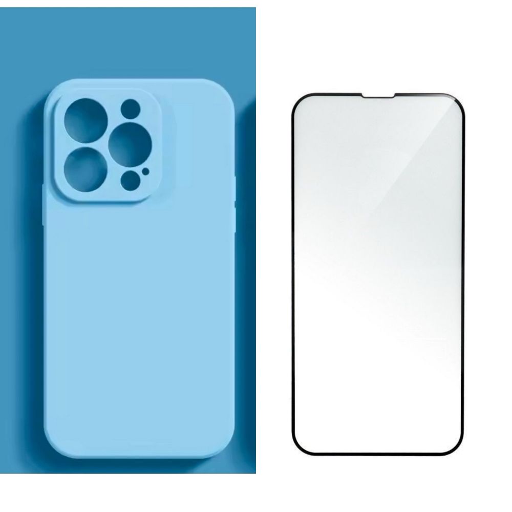 Husa Silicon Colorata si Folie Sticla Iphone 11/12/13/14/15/16 PRO MAX