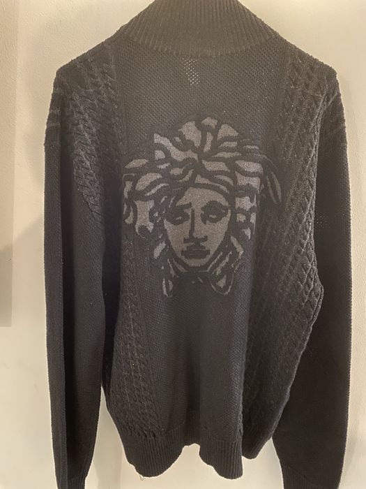 Bluza/hanorac original Versace, Medusa Jacquard Zip Knit sweather