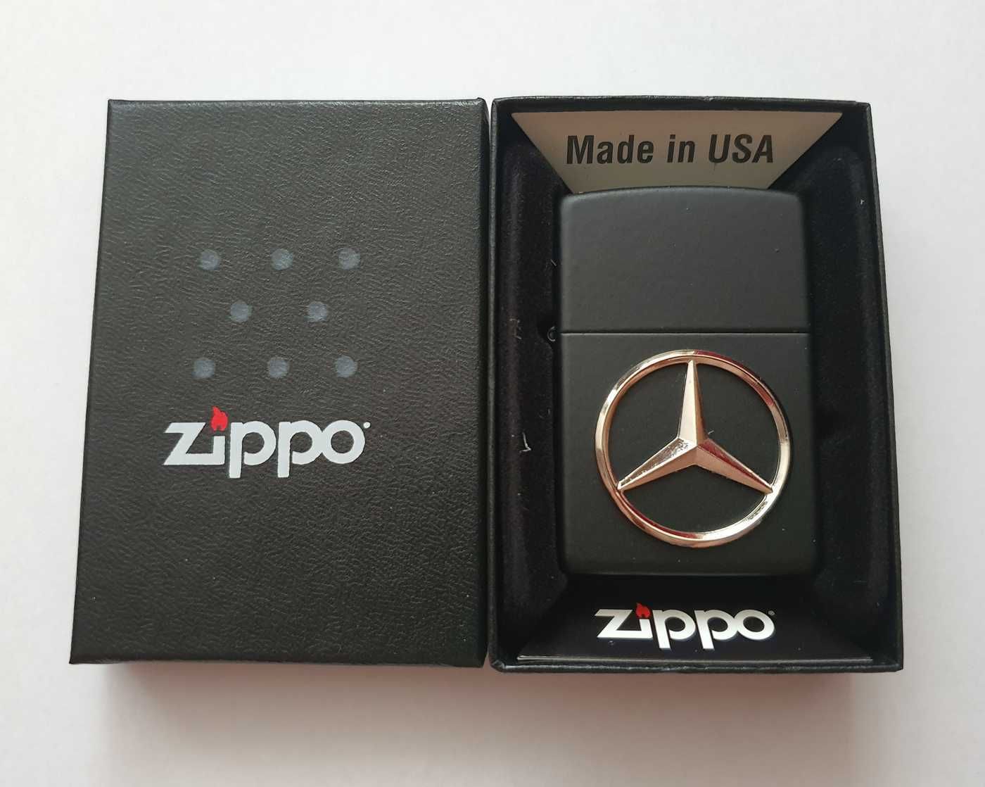 Bricheta Zippo Mercedes-Benz Collection alama finisata negru logo 3D