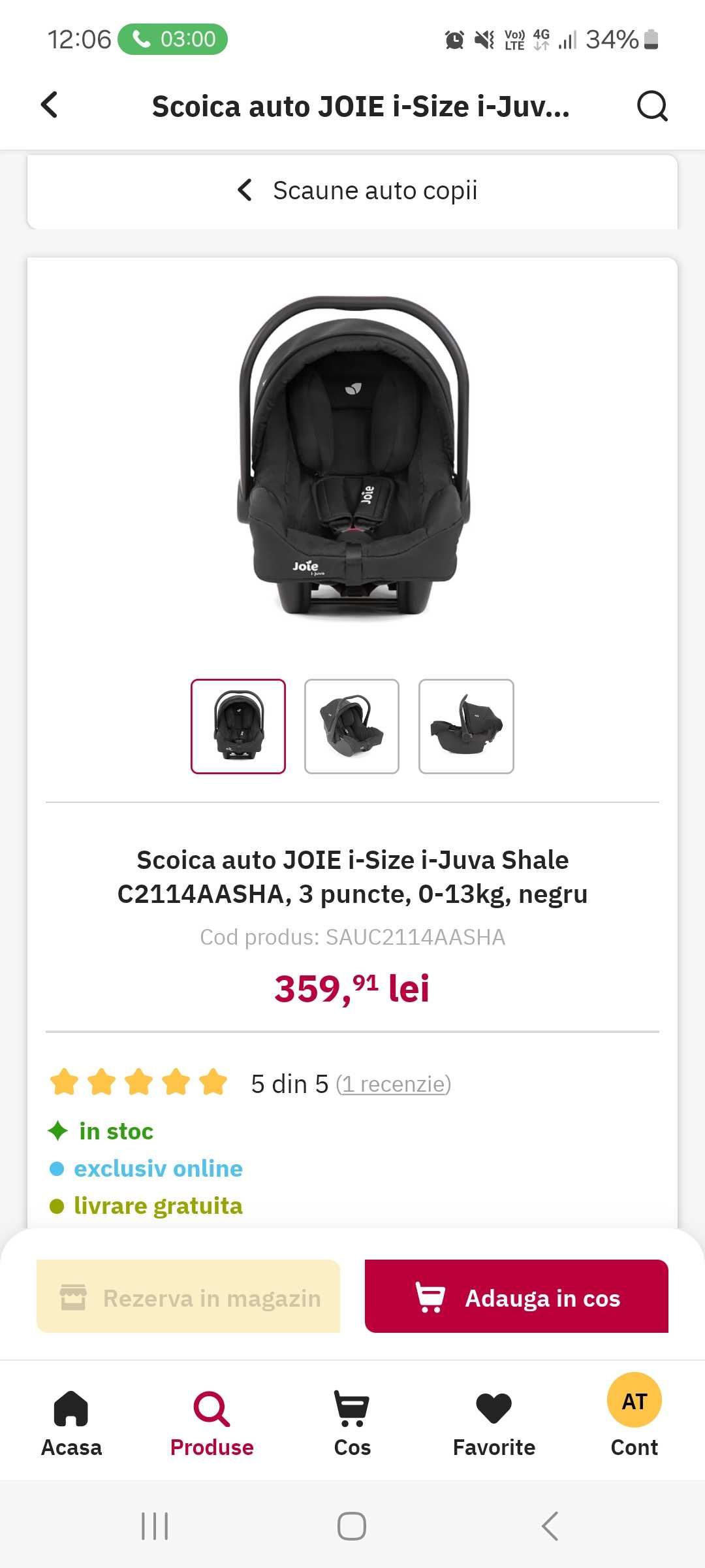 Scoica auto joie