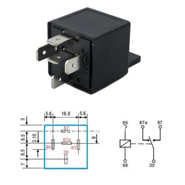 Реле 12V 30A 5 пина автомобилно